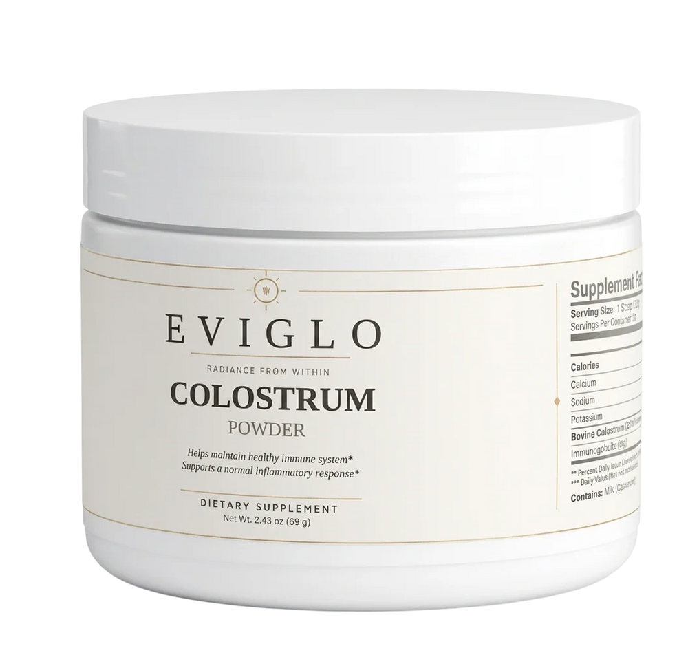 EVIGLO grass-fed bovine colostrum powder, 2,300 mg at 25% IgG